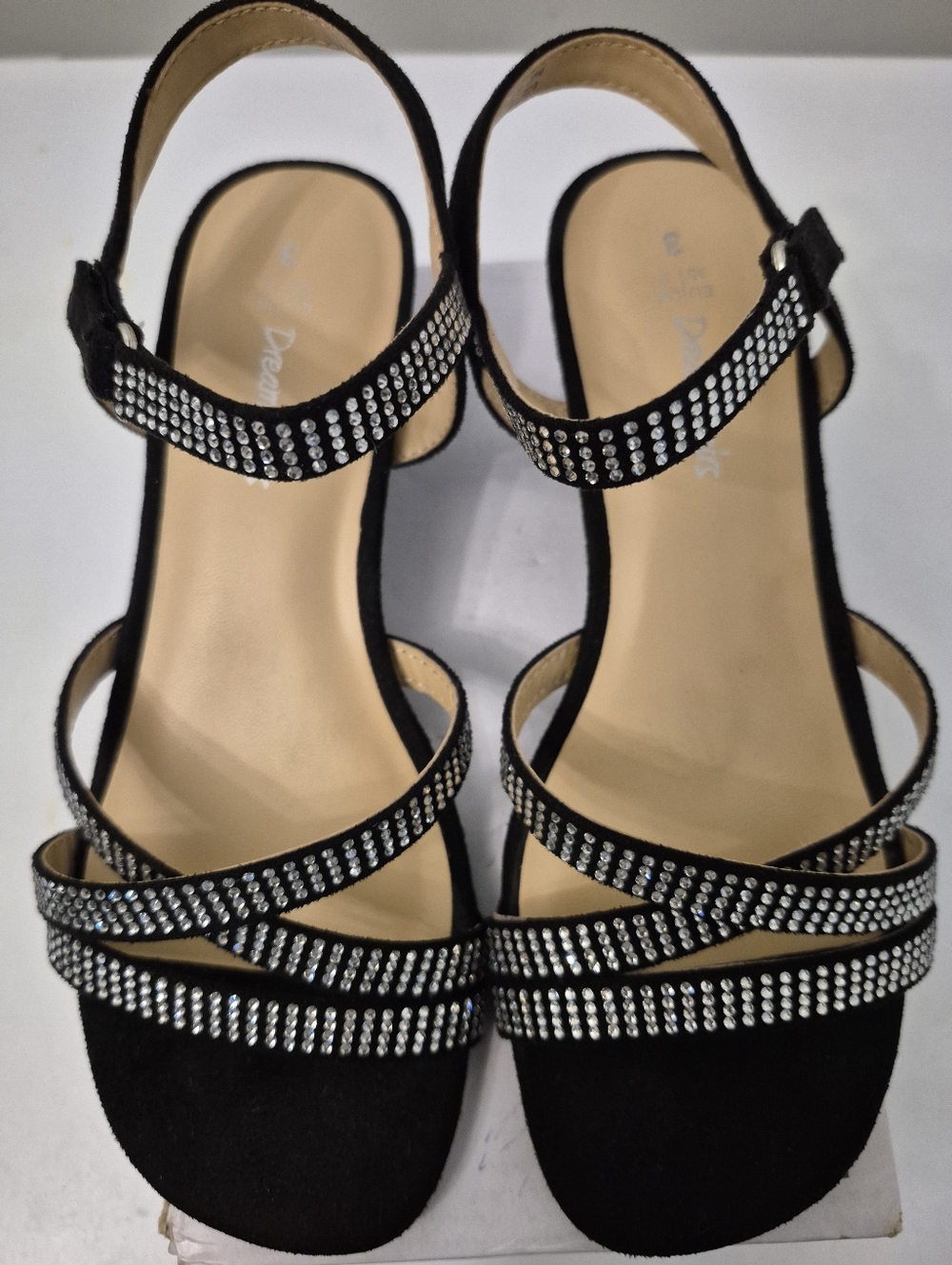 Black Rhinestone Strap Girls Size 3 Sandals